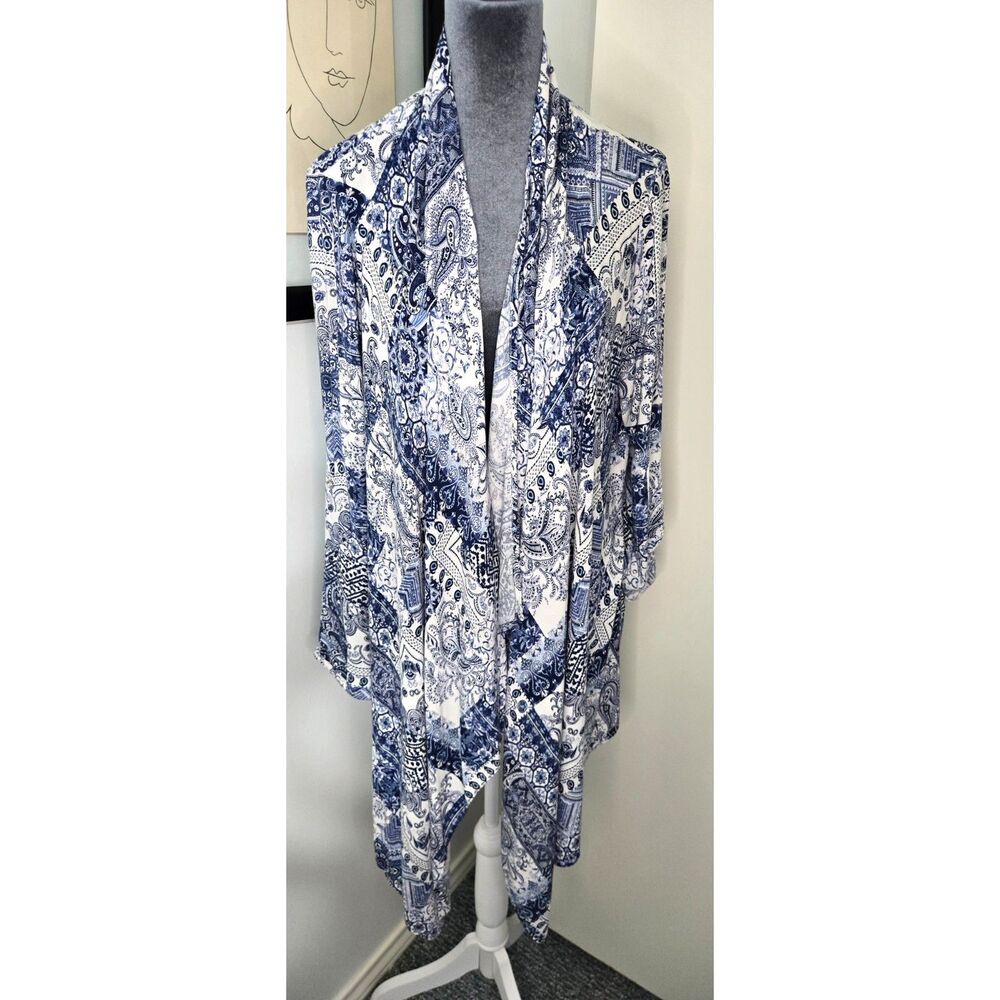 EST. 1946 Blue White Paisley Kimono Cardigan Open Front Wrap – Size M